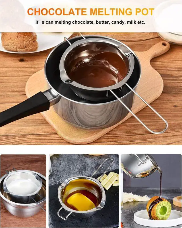 Alt view image 5 of 7 - Stainless Steel Double Boiler Pot for Melting Chocolate,Candle Making 480ML | Melting Pot for Candle,Soap Making 2 Cup Capacity
