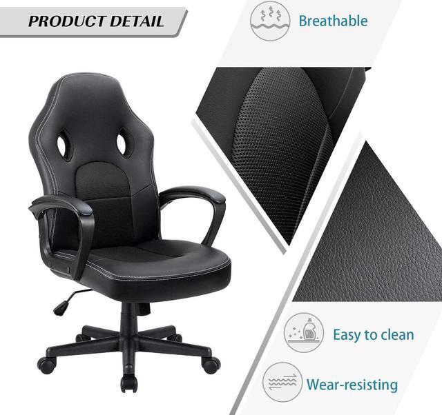 Alt view image 5 of 7 - Furmax Gaming Chair Office Chair Leather Computer Desk Chair Racing Style Ergonomic Adjustable Swivel Task Chair with Lumbar Support and Arms (Black)