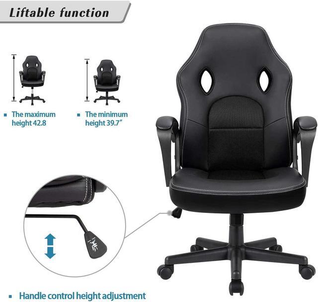Alt view image 7 of 7 - Furmax Gaming Chair Office Chair Leather Computer Desk Chair Racing Style Ergonomic Adjustable Swivel Task Chair with Lumbar Support and Arms (Black)