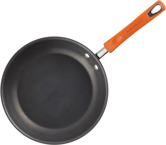 Alt view image 5 of 7 - Rachael Ray Brights Hard-Anodized Aluminum Nonstick Cookware Set with Glass Lids, 10-Piece Pot and Pan Set, Gray with Orange Handles