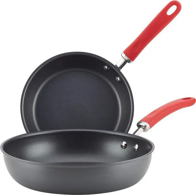 Main image of Rachael Ray Create Delicious Deep Hard Anodized Nonstick Frying Pan Set / Skillet Set - 9.5 Inch and 11.75 Inch, Gray