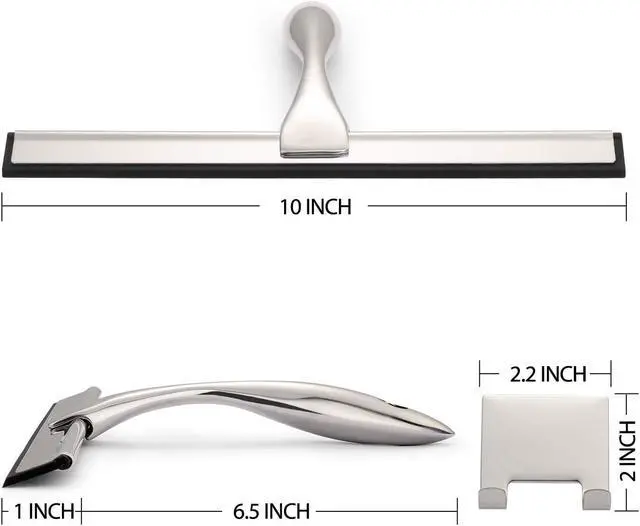 Alt view image 2 of 7 - Hiware All-Purpose Shower Squeegee for Shower Doors, Bathroom, Window and Car Glass - Stainless Steel, 10 Inches