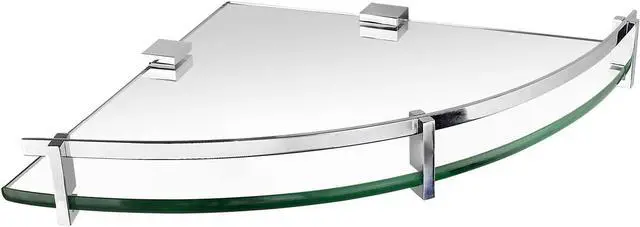 Main image of Mount-It! Glass Corner Shower Shelf for Bathroom, Wall Mounted with Chrome Rail & 8mm Tempered Glass, Durable Bathroom Organizer for Shower Essentials, 9.75 Inch Space-Saving Design