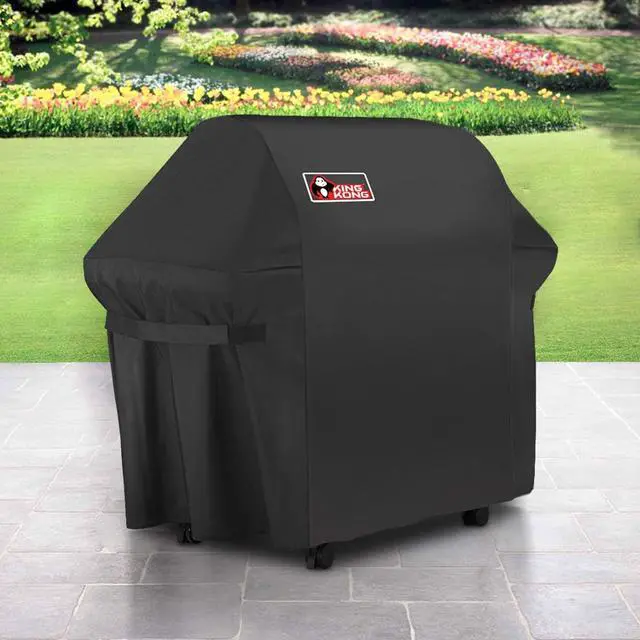 Alt view image 3 of 7 - Gas Grill Cover | Fits Weber Genesis E & S Series Char-Broil 4 Burner | Includes Grill Brush Tongs & Thermometer
