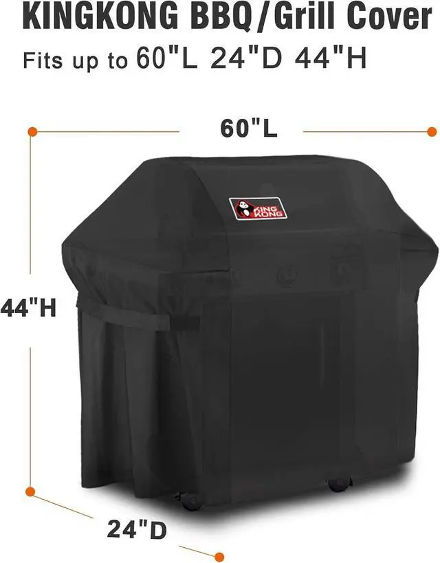 Alt view image 2 of 7 - Gas Grill Cover | Fits Weber Genesis E & S Series Char-Broil 4 Burner | Includes Grill Brush Tongs & Thermometer