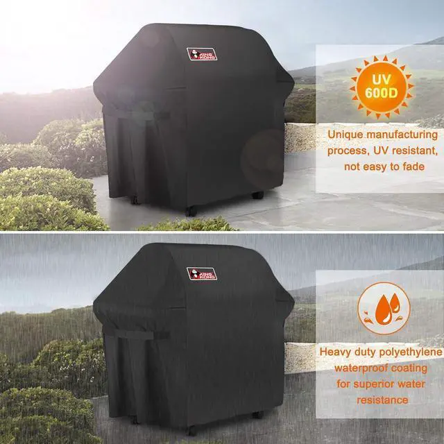Alt view image 5 of 7 - Gas Grill Cover | Fits Weber Genesis E & S Series Char-Broil 4 Burner | Includes Grill Brush Tongs & Thermometer