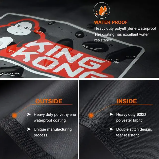 Alt view image 4 of 7 - Gas Grill Cover | Fits Weber Genesis E & S Series Char-Broil 4 Burner | Includes Grill Brush Tongs & Thermometer