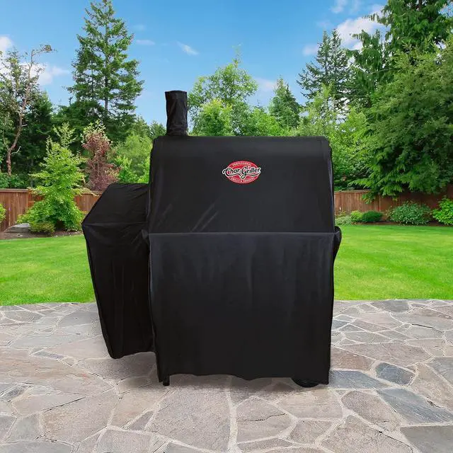 Alt view image 4 of 7 - ? Durable Polyester Grill and Smoker Cover with Waterproof Material PVC Lining and Extendable Design in Black 46L x 23W x 48.5H Model 5555