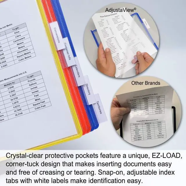 Alt view image 4 of 7 - Office AdjustaView 10-Pocket Desk Reference Organizer with Easy-Load Pockets and Compact Weighted Base for Maximum Stability (Colored Pockets)