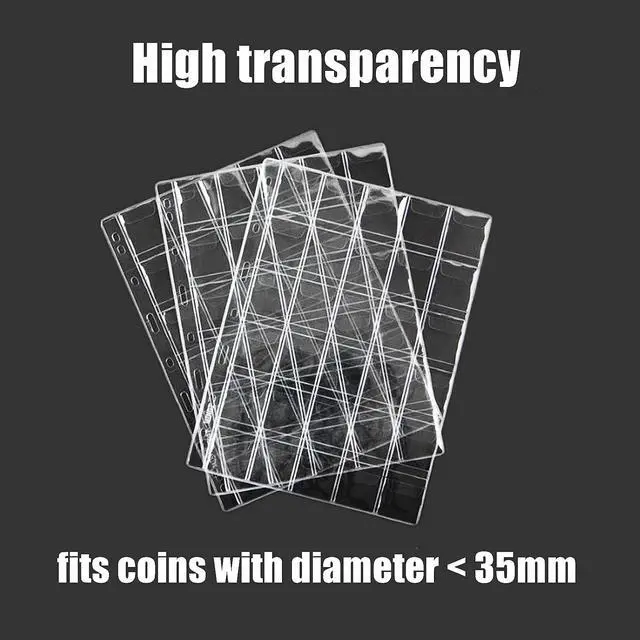 Alt view image 2 of 5 - MUDOR Coin Sleeves for Binder,300 Pockets Coin Collection Supplies | 10 Sheets Coin Pocket Pages, fits Dime,Cent, Nickel,Quarter,Small Dollar, Half Dollar,Coin Collection Holder for Collector,
