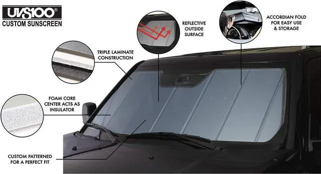 Alt view image 3 of 4 - Covercraft UVS100 Custom Sunscreen | Fits 2015-2023 Dodge Challenger | Blue Metallic