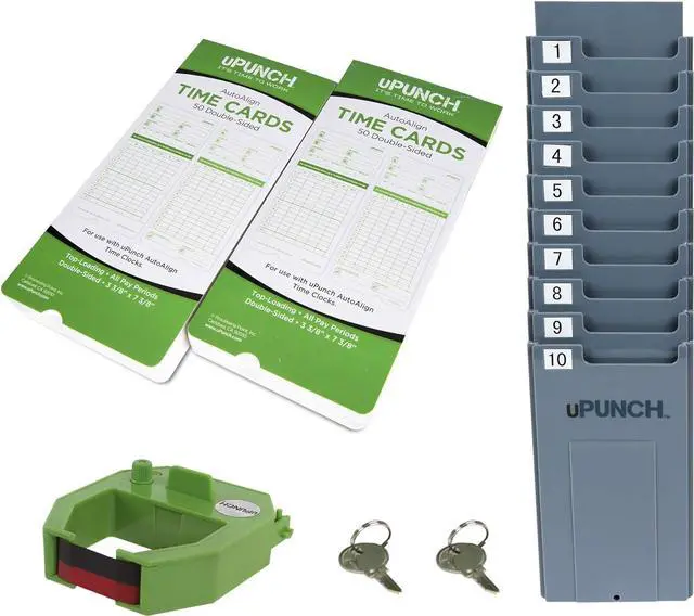 Alt view image 5 of 6 - HN1500 Starter Time Clock Bundle for Small Business: Employee Punch Clock System with 100 Time Cards, Card Rack, and Ribbon