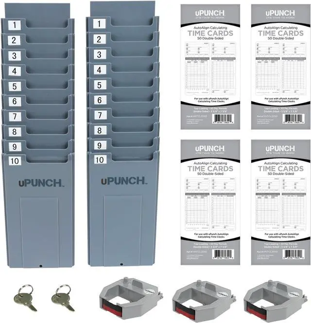 Alt view image 4 of 7 - HN4500 Advanced Calculating Time Clock Bundle for Small Business: Complete Employee Time Tracking System with 200 Time Cards, Racks, Ribbons, and Keys