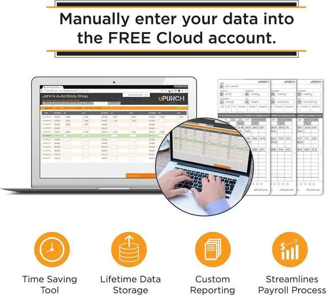 Alt view image 7 of 7 - HN4500 Advanced Calculating Time Clock Bundle for Small Business: Complete Employee Time Tracking System with 200 Time Cards, Racks, Ribbons, and Keys