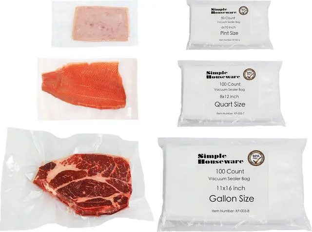 Alt view image 2 of 7 - Simple Houseware Pint Size 50 Count Precut Vacuum Sealer Bags (6"x10") | Commercial Grade, BPA Free, Airtight Food Storage