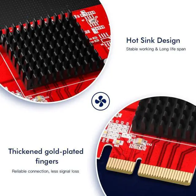 Alt view image 4 of 7 - EDUP 10Gb Gigabit Ethernet PCI-E Network Controller Card with Heat Sink 1G/2.5G/5G/10Gbps RJ45 LAN Adapter PCI Express Converter Network Card for Desktop PC with Windows 10/8.1/8 /7