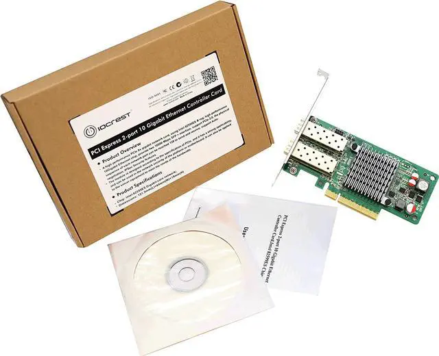 Alt view image 6 of 6 - 2 Port SFP+ 10 Gigabit Pci-E X8 NIC Network Card Intel Chipset