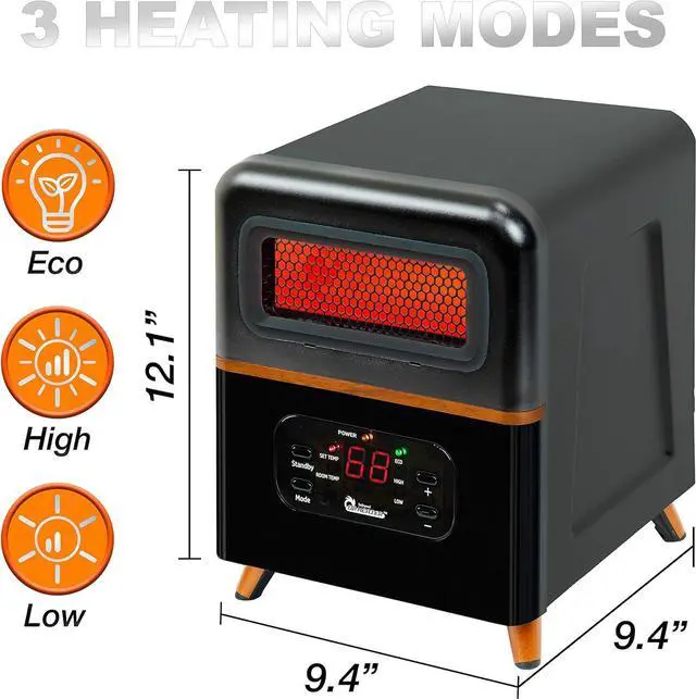Alt view image 3 of 7 - DR-978 Infrared Space Heater, Hybrid, Black