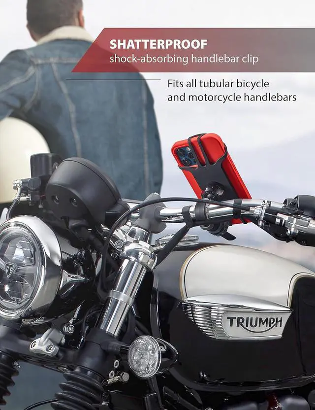 Alt view image 3 of 6 - New 2024 Motorcycle & Bicycle Phone Mount - The Most Secure & Reliable Bike Phone Holder for iPhone, Samsung or Any Smartphone. Stress-Resistant and Highly Adjustable. +100 to Safeness & Comfort