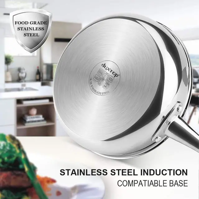 Alt view image 4 of 7 - Duxtop Whole-Clad Tri-Ply Stainless Steel Saute Pan with Lid, 3 Quart, Kitchen Induction Cookware