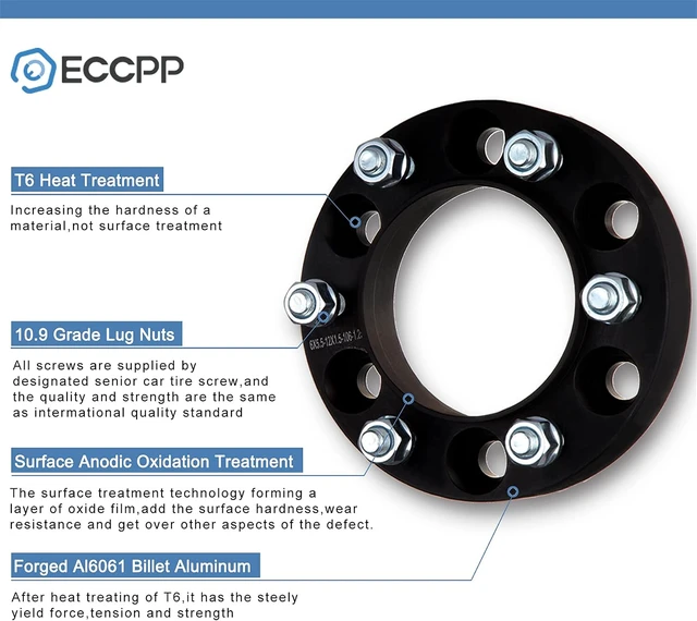 Alt view image 4 of 7 - 4PCS 1 inch 5x4.5 Wheel Spacers 5 Lug for Jeep Cherokee 1980-2001