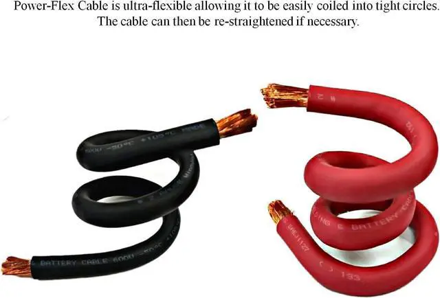 Alt view image 2 of 7 - 4/0 AWG 4/0 Gauge 10 Feet Black + 10 Feet Red Battery Welding Pure Copper Ultra Flexible Cable + 5pcs of 5/16" & 5pcs 3/8" Copper Cable Lug Terminal Connectors + 3 Feet Heat Shrink Tubing
