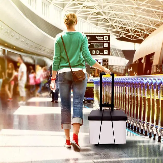 Alt view image 6 of 7 - KINJOEK 25kg 55lbs Folding Hand Truck, Solid Construction Utility Cart for Luggage with 2 Oversized Wheels Bonus Bungee Cord, Collapsible, Lightweight and Compact Luggage Dolly Cart for Travel, Black