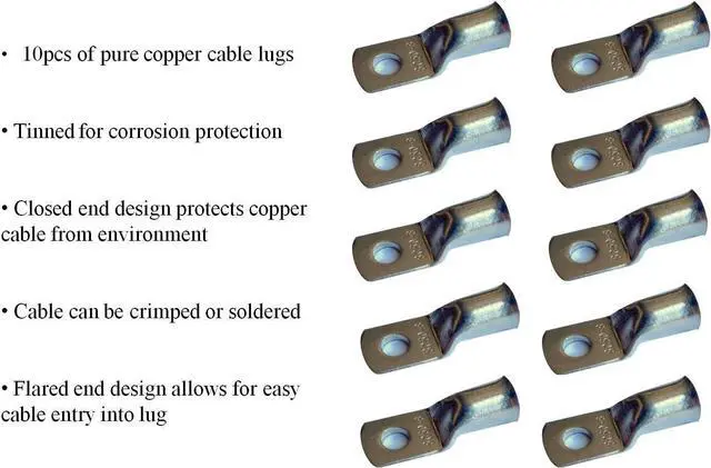 Alt view image 5 of 6 - WNI 4/0 AWG 4/0 Gauge 5 Feet Black Battery Welding Pure Copper Ultra Flexible Cable + 5pcs of 5/16" & 5pcs 3/8" Copper Cable Lug Terminal Connectors + 3 Feet Heat Shrink Tubing