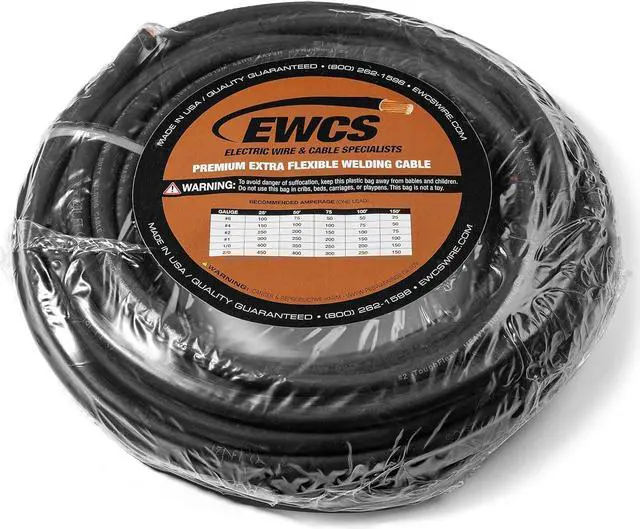 Alt view image 4 of 5 - 1/0 Gauge Premium Extra Flexible Welding Cable 600 Volt - Black 20 Feet - Made in The USA