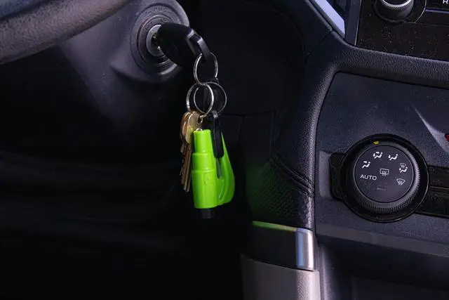Alt view image 2 of 6 - The Original Emergency Keychain Car Escape Tool, 2-in-1 Seatbelt Cutter and Window Breaker, Made in USA, Pack of 6, Yellow, Black - Compact Emergency Hammer