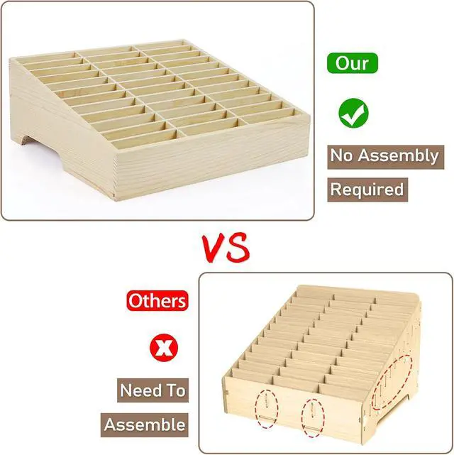 Alt view image 4 of 6 - 36-Grid Wooden Cell Phone Holder Desktop Organizer | Storage Box, Cell Phone Rack Display, Phone Caddy Storage for Classroom Office Meeting Room