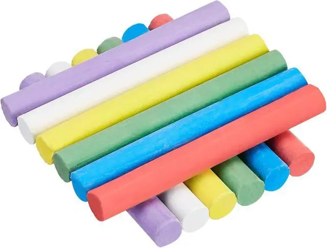 Alt view image 2 of 5 - Amazon Basics Dustless Colored Chalk with Eraser, Assorted Colors, Chalkboard Writing Art Tool Set, Erasable, 24 Count