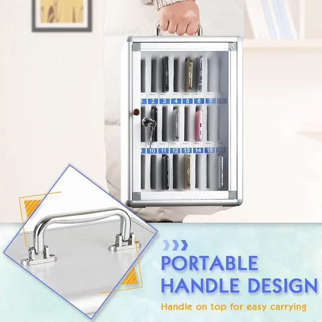 Alt view image 6 of 6 - 24 Slots Aluminum Alloy Cell Phone Locker, Phone Holder for Classroom | Cell Phone Lock Box, Wall-Mounted Phone Holder with a Locked, Phone Storage Cabinet, Can be Carried by Hand