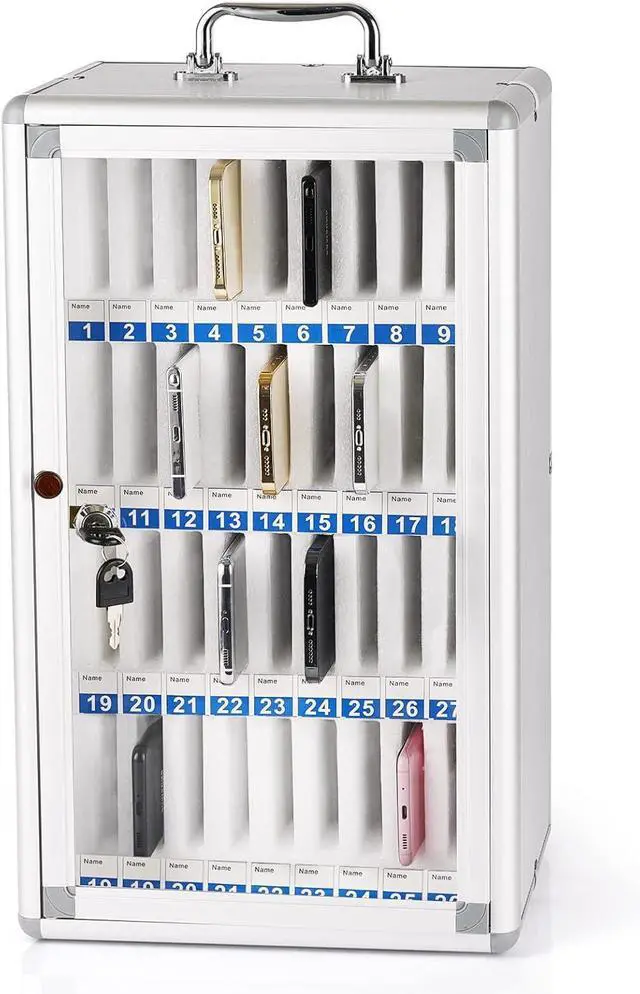 Main image of 36 Slots Aluminum Alloy Cell Phone Locker, Phone Holder for Classroom | Cell Phone Lock Box, Wall-Mounted Phone Holder with a Locked, Phone Storage Cabinet, Can be Carried by Hand