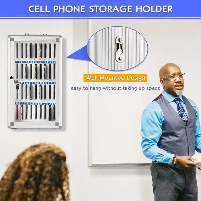 Alt view image 3 of 6 - 36 Slots Aluminum Alloy Cell Phone Locker, Phone Holder for Classroom | Cell Phone Lock Box, Wall-Mounted Phone Holder with a Locked, Phone Storage Cabinet, Can be Carried by Hand