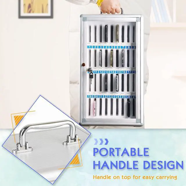 Alt view image 6 of 6 - 36 Slots Aluminum Alloy Cell Phone Locker, Phone Holder for Classroom | Cell Phone Lock Box, Wall-Mounted Phone Holder with a Locked, Phone Storage Cabinet, Can be Carried by Hand