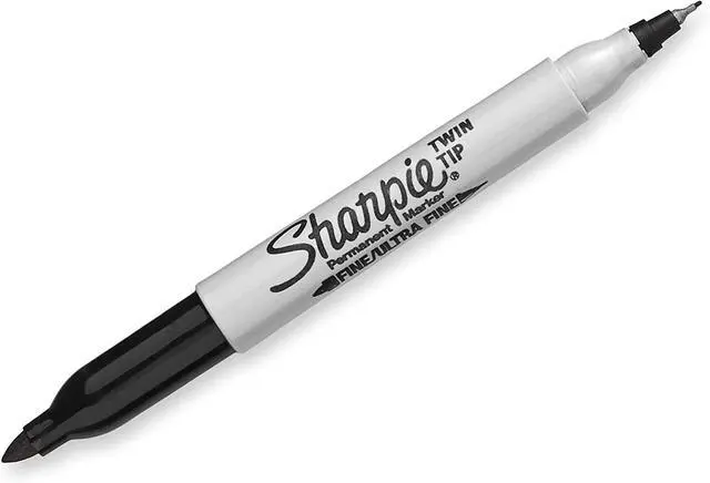 Alt view image 3 of 6 - Sharpie Twin Tip Permanent Markers, Fine and Ultra Fine, Black, 4 Count