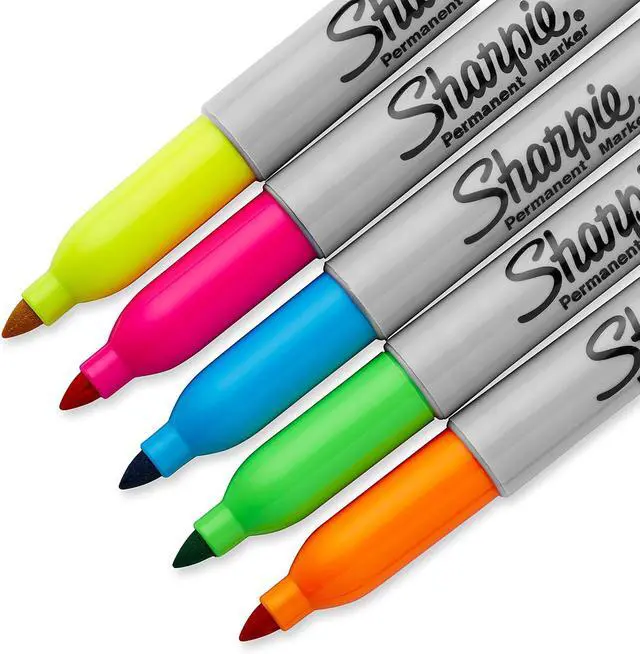Alt view image 3 of 5 - Sharpie 1874447 Neon Permanent Markers, Fine Point, Assorted Colors, 5 Count