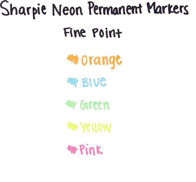 Alt view image 4 of 5 - Sharpie 1874447 Neon Permanent Markers, Fine Point, Assorted Colors, 5 Count
