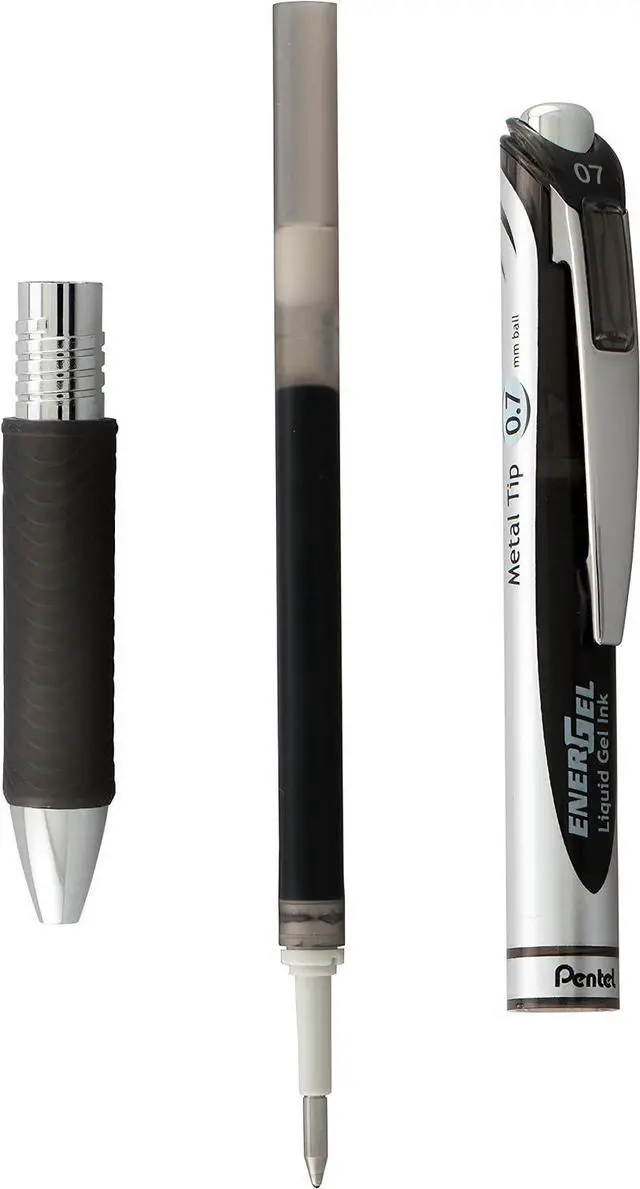Alt view image 5 of 5 - Pentel EnerGel RTX Retractable Liquid Gel Pen, (0.7mm), Medium Line, Metal Tip, Black Ink, Pack of 2 (BL77BP2A)