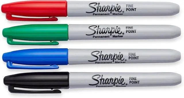 Main image of Sharpie Permanent Markers, Fine Point, Assorted Colors, 4-Pack (30074)