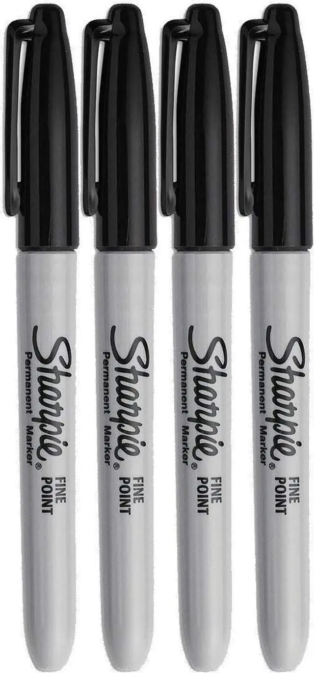 Main image of Sharpie Permanent Markers, Fine Point, Black Ink (4-Pack)