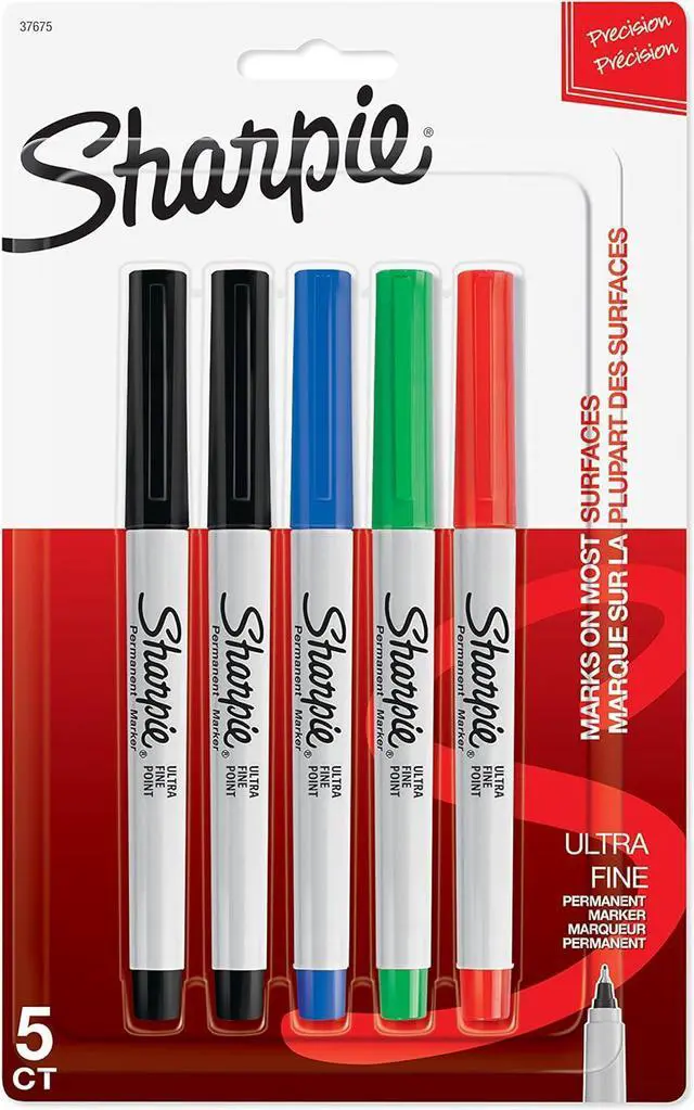 Main image of Sharpie 37675PP Permanent Markers, Ultra Fine Point, Assorted Colors, 5 Count