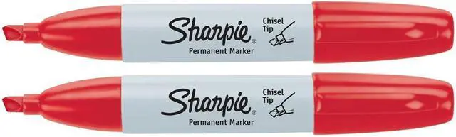 Main image of Sharpie Permanent Marker, Chisel Tip, Red, 2 Markers per order (38283)