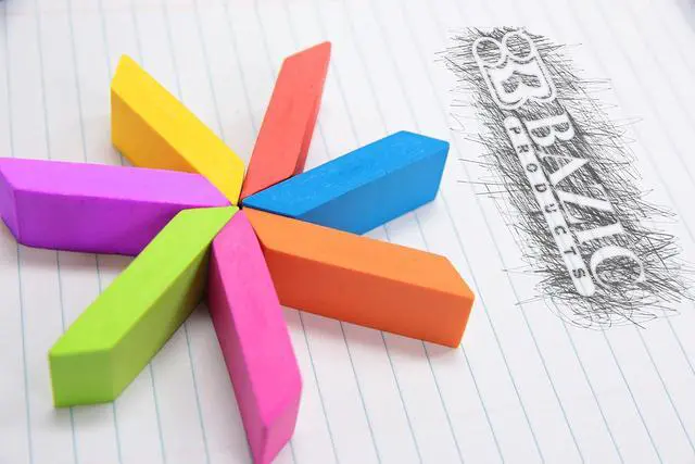 Alt view image 5 of 7 - BAZIC Neon Bevel Eraser (6/Pack) | Soft latex-free, Neon beveled block erasers, PVC-free rubber, Clean erase, Smudge-resistant, School, Home, Art