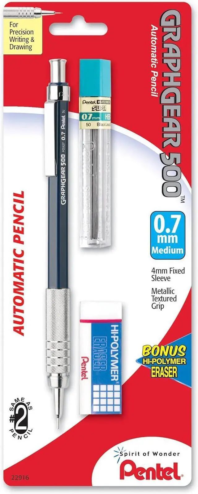 Main image of Drafting Kit with Graph Gear 500 Automatic Drafting Pencil, 0.7mm, Blue Barrel, Lead and Mini Eraser (PG527LEBP)