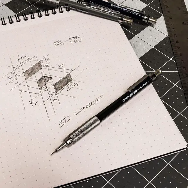 Alt view image 6 of 7 - Drafting Kit with Graph Gear 500 Automatic Drafting Pencil, 0.7mm, Blue Barrel, Lead and Mini Eraser (PG527LEBP)