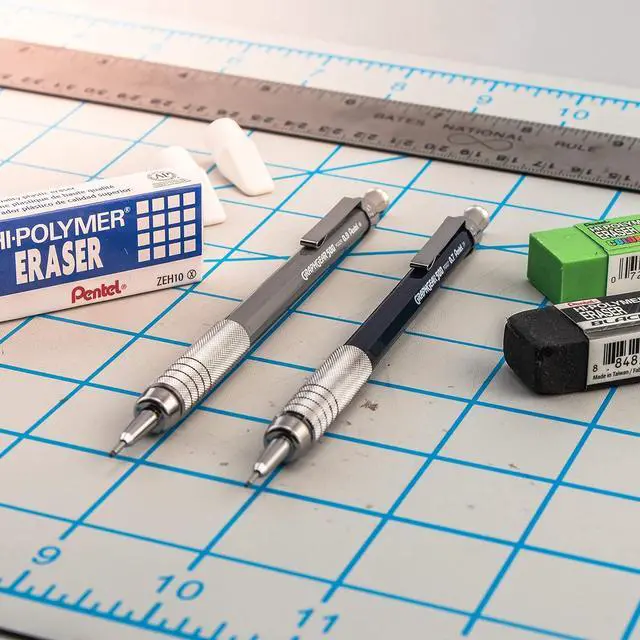 Alt view image 7 of 7 - Drafting Kit with Graph Gear 500 Automatic Drafting Pencil, 0.7mm, Blue Barrel, Lead and Mini Eraser (PG527LEBP)