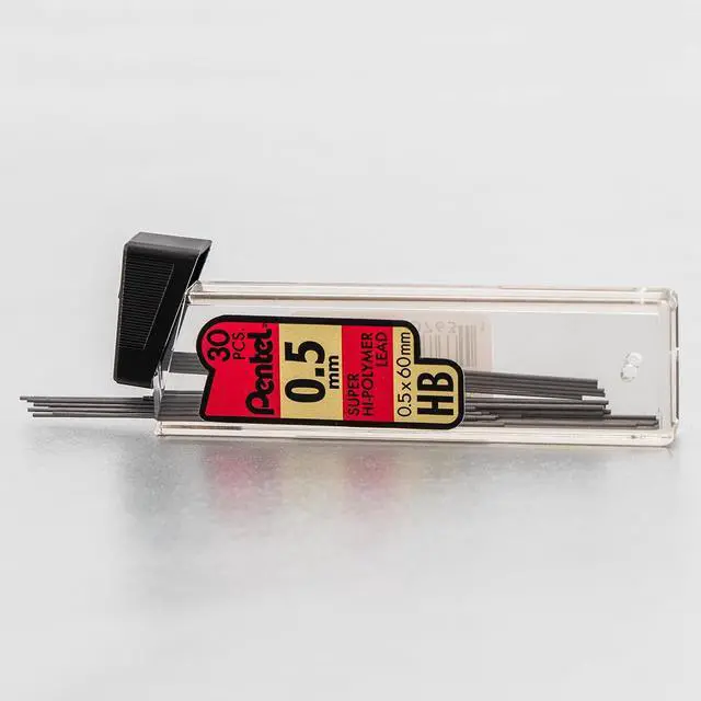 Alt view image 3 of 4 - Pentel Super Hi-Polymer Refills, 0.5 mm Fine, HB, 180 Pieces of Lead (C25BPHB6)