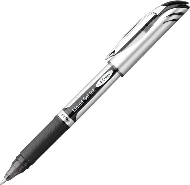 Alt view image 3 of 3 - Pentel ENER-GEL Deluxe Liquid Gel Pen, 1.0mm, Bold Line, Metal Tip, Black Ink, 2 Pack (BL60BP2A)